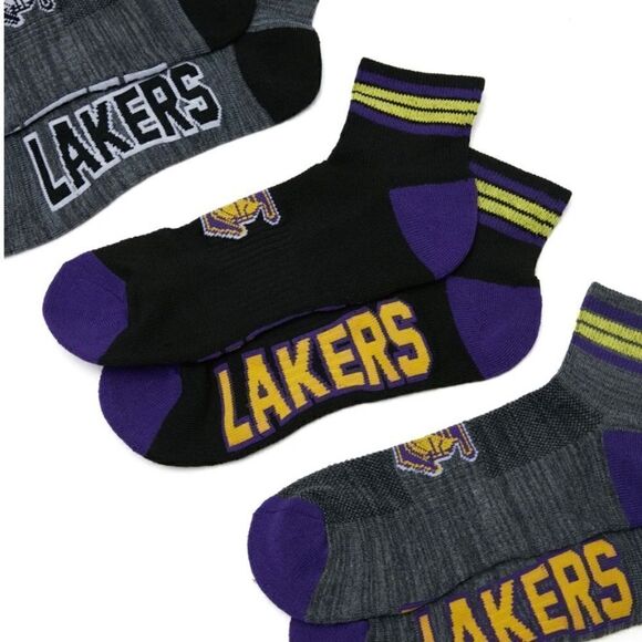 NBA Men's LA Los Angeles Lakers NWT Quarter Cut Socks 3 Pairs Size 6-12 - Picture 1 of 7
